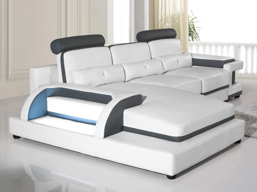 Mini Torro Sectional Sofa With LED lights (WhiteBlack Trim) matisseco