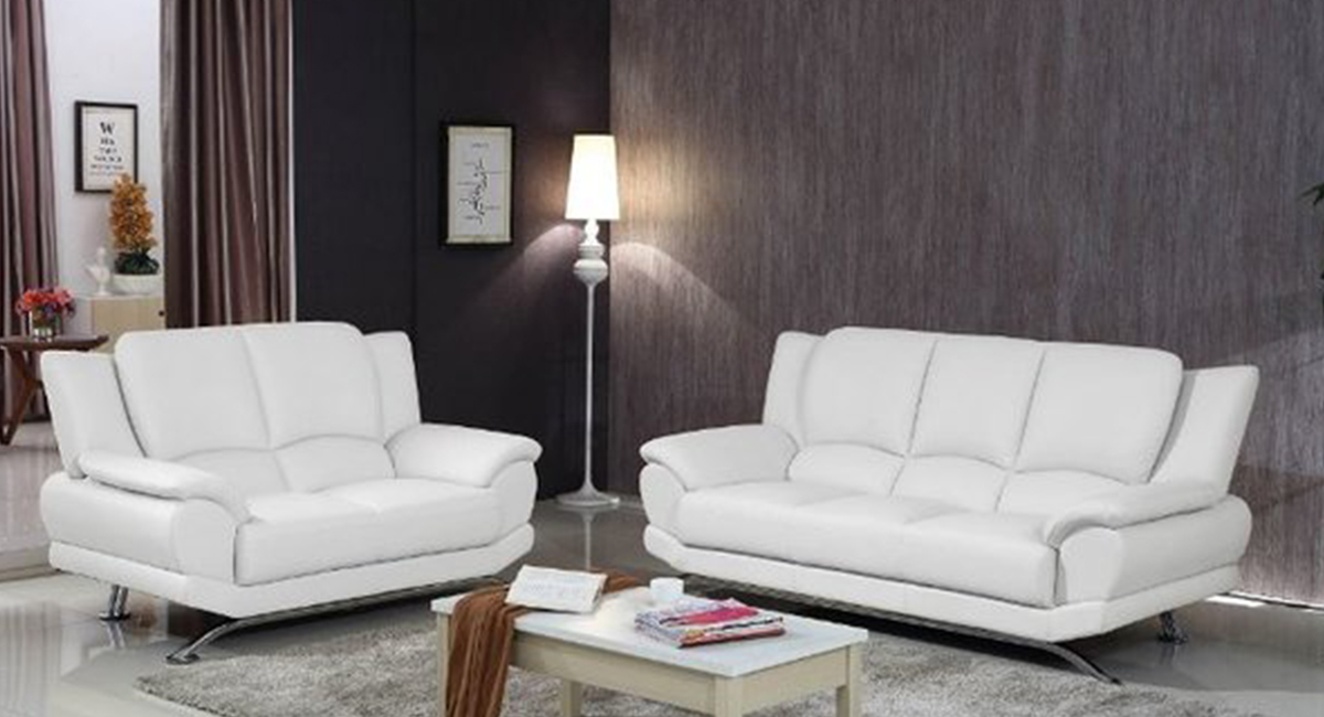 Milano Modern Leather Sofa Set White, Milan Grey Leather Sofa