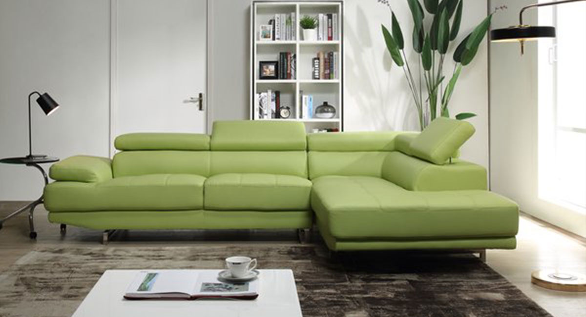 Mia Modern Sectional Lime Green, Lime Leather Sofa