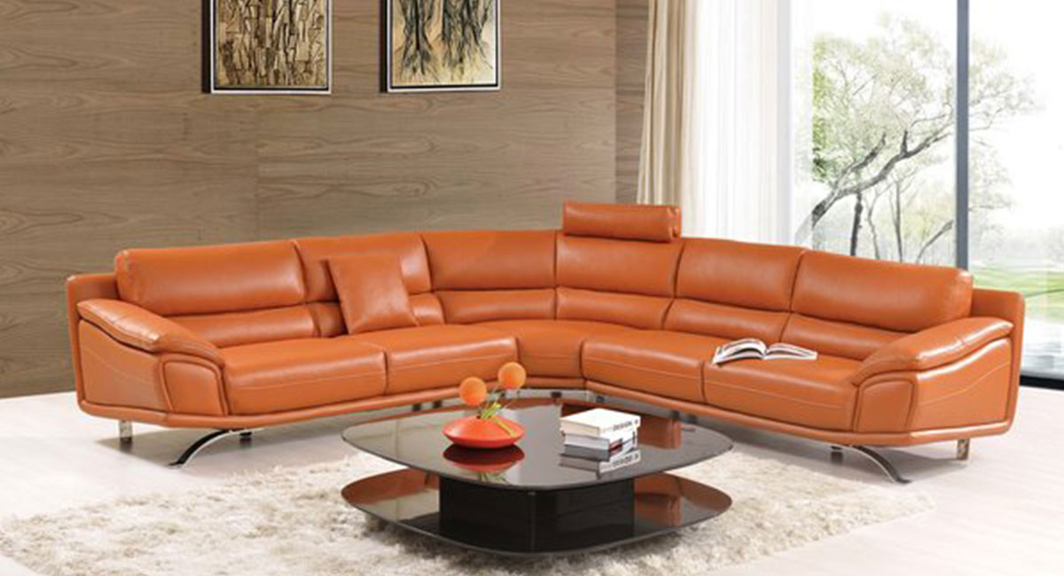 Matilda 533 Leather Sectional Sofa, Orange Leather Sectional Sofa