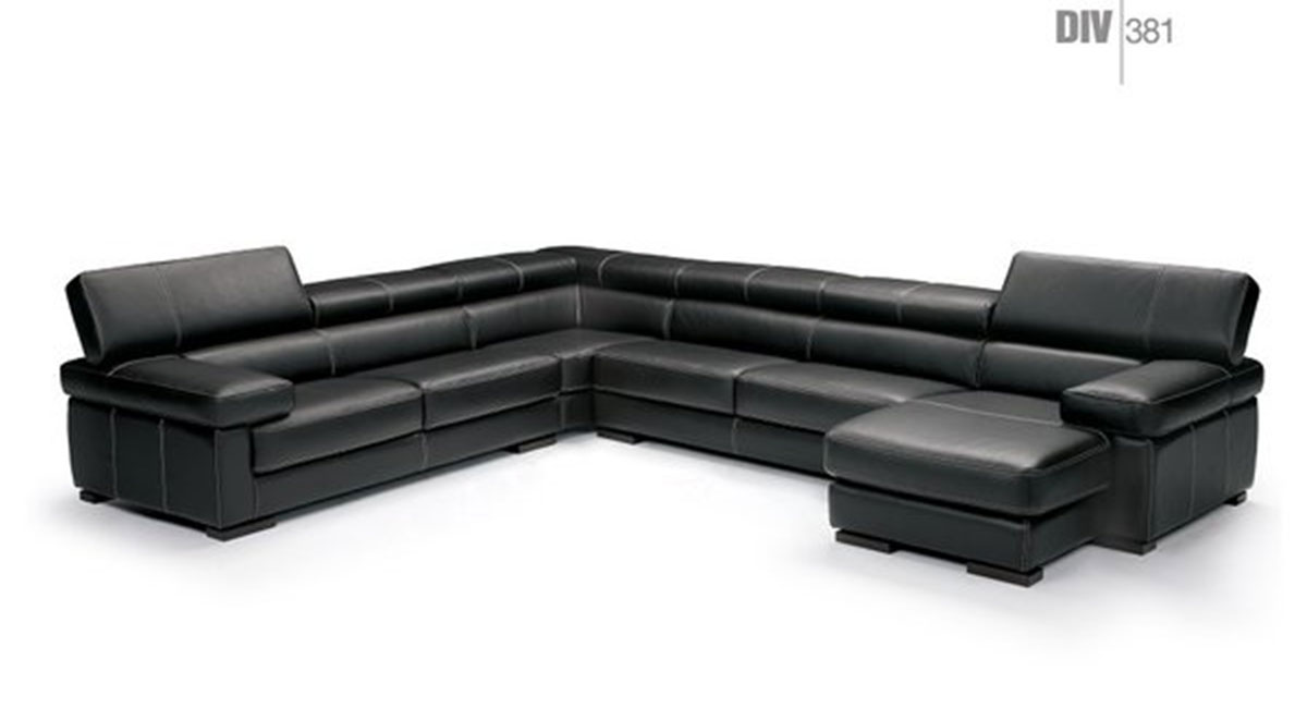 Div Orlan Leather Sectional With Chaise, Nicoletti Leather Sectional Sofa