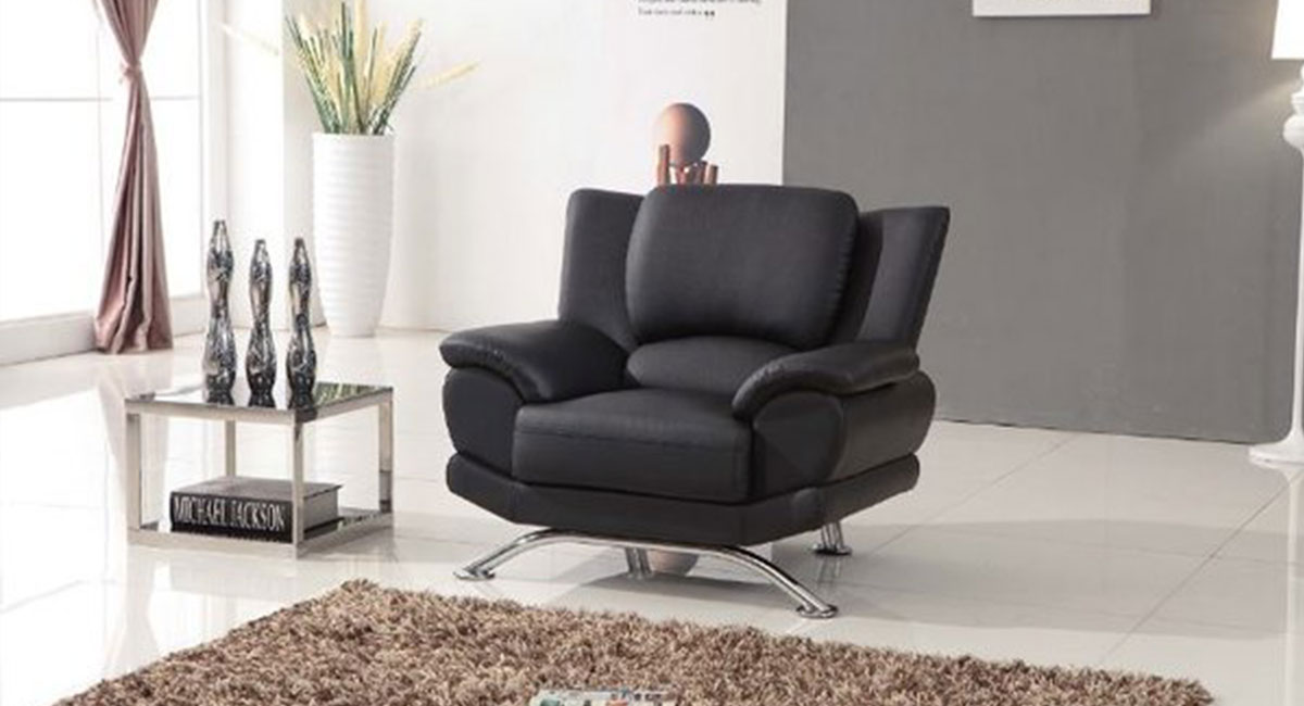 Milano Modern Leather Sofa Set (Black)