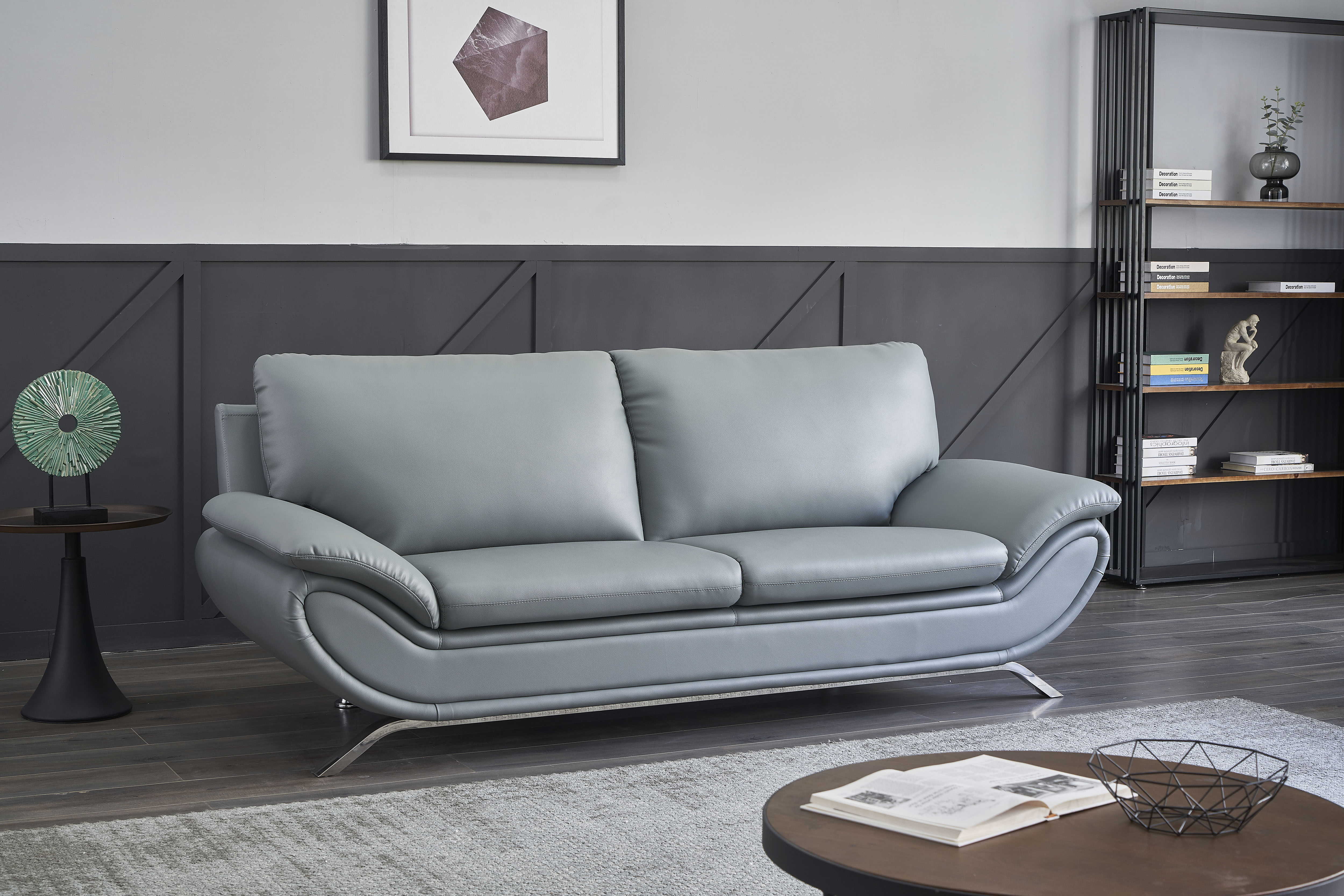 V-Dallas Modern Leather Sofa Set (Grey) | matisseco
